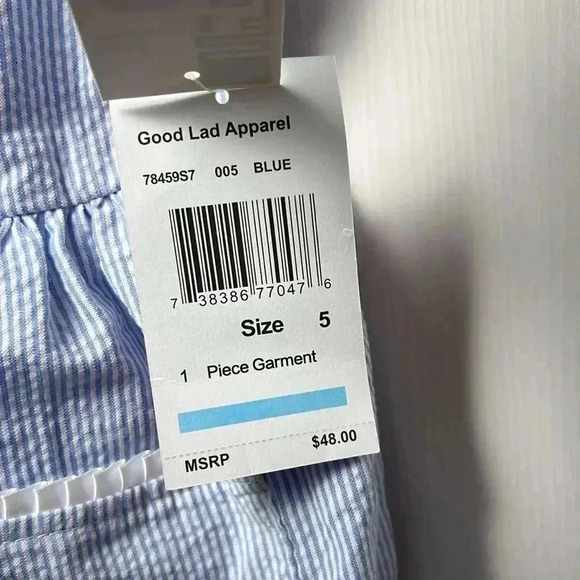 Good Lad Chambray striped Pinafore dress NWT girls 5 - Picture 5 of 8